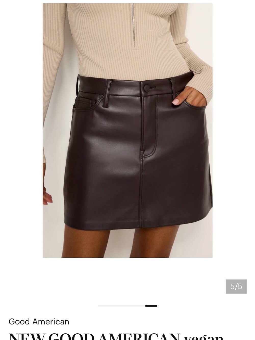 Good American Brown Leather skirt